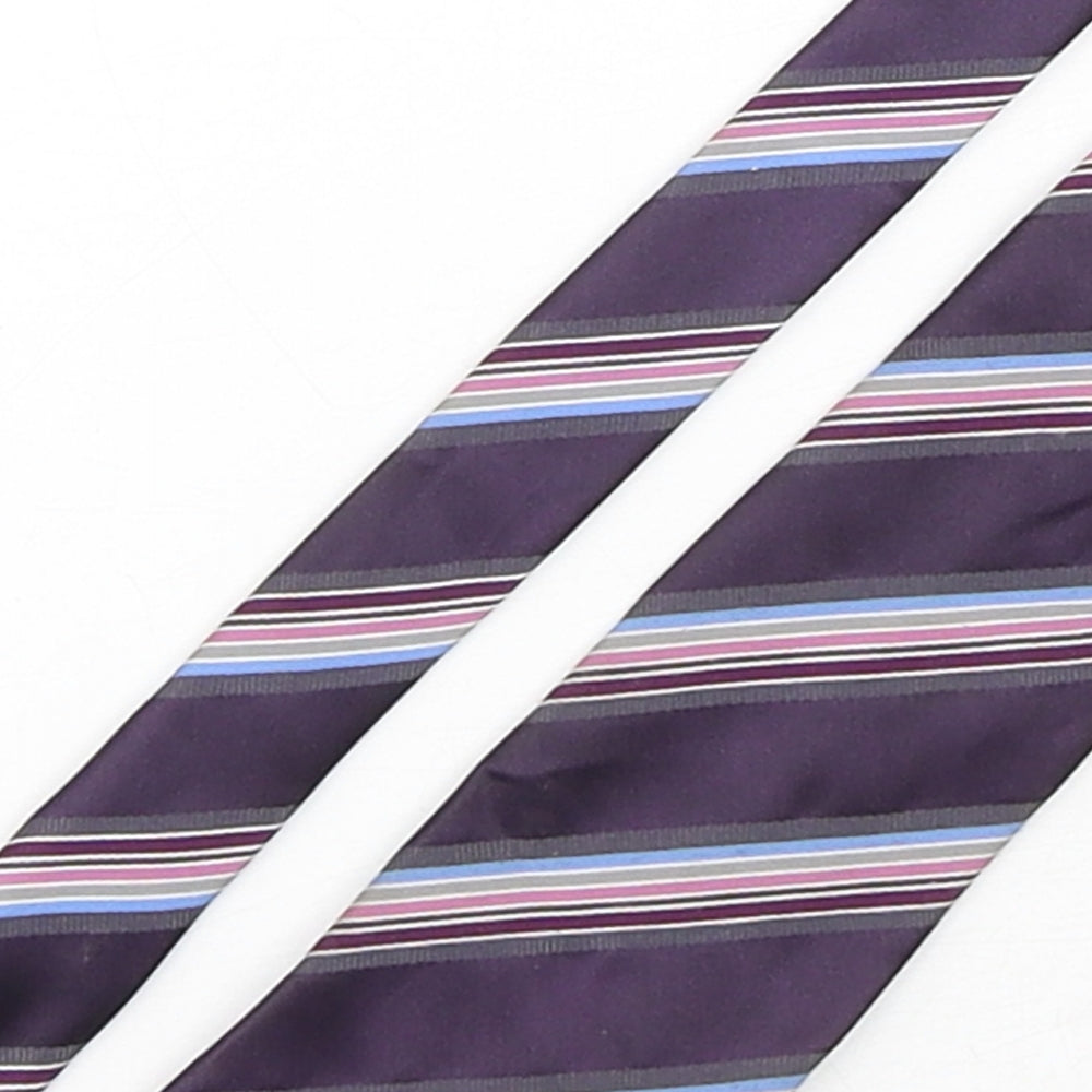 Marks and Spencer Mens Multicoloured Striped Polyester Pointed Tie One Size