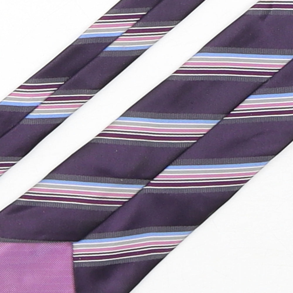 Marks and Spencer Mens Multicoloured Striped Polyester Pointed Tie One Size