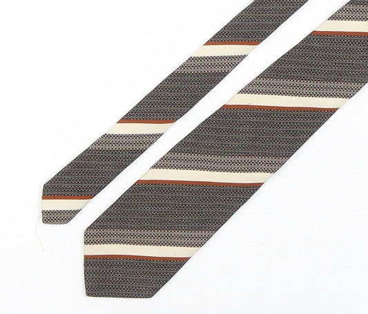 Jonelle Mens Brown Striped Polyester Pointed Tie One Size