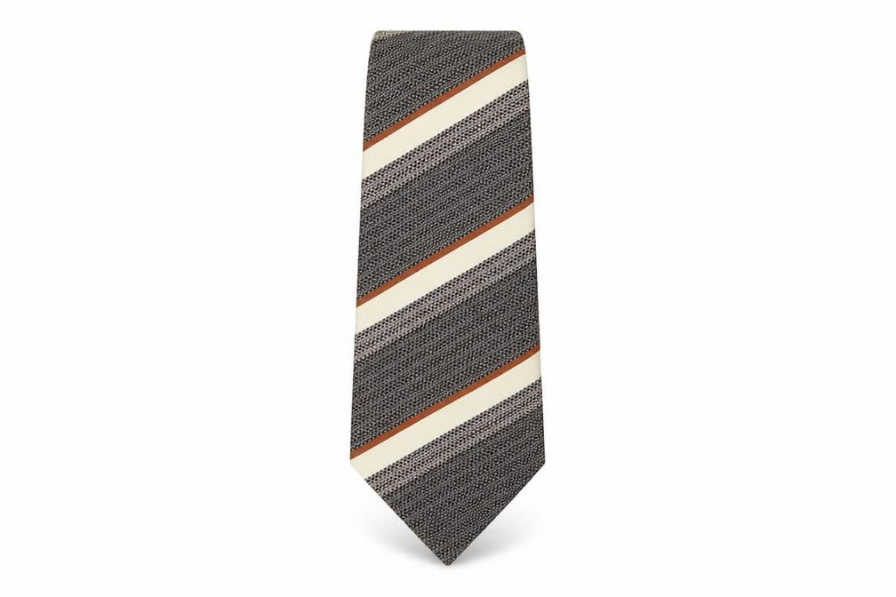 Mens Jonelle Brown Striped  Pointed Tie