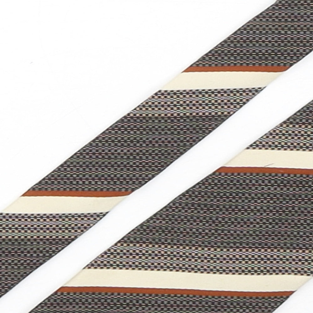 Jonelle Mens Brown Striped Polyester Pointed Tie One Size