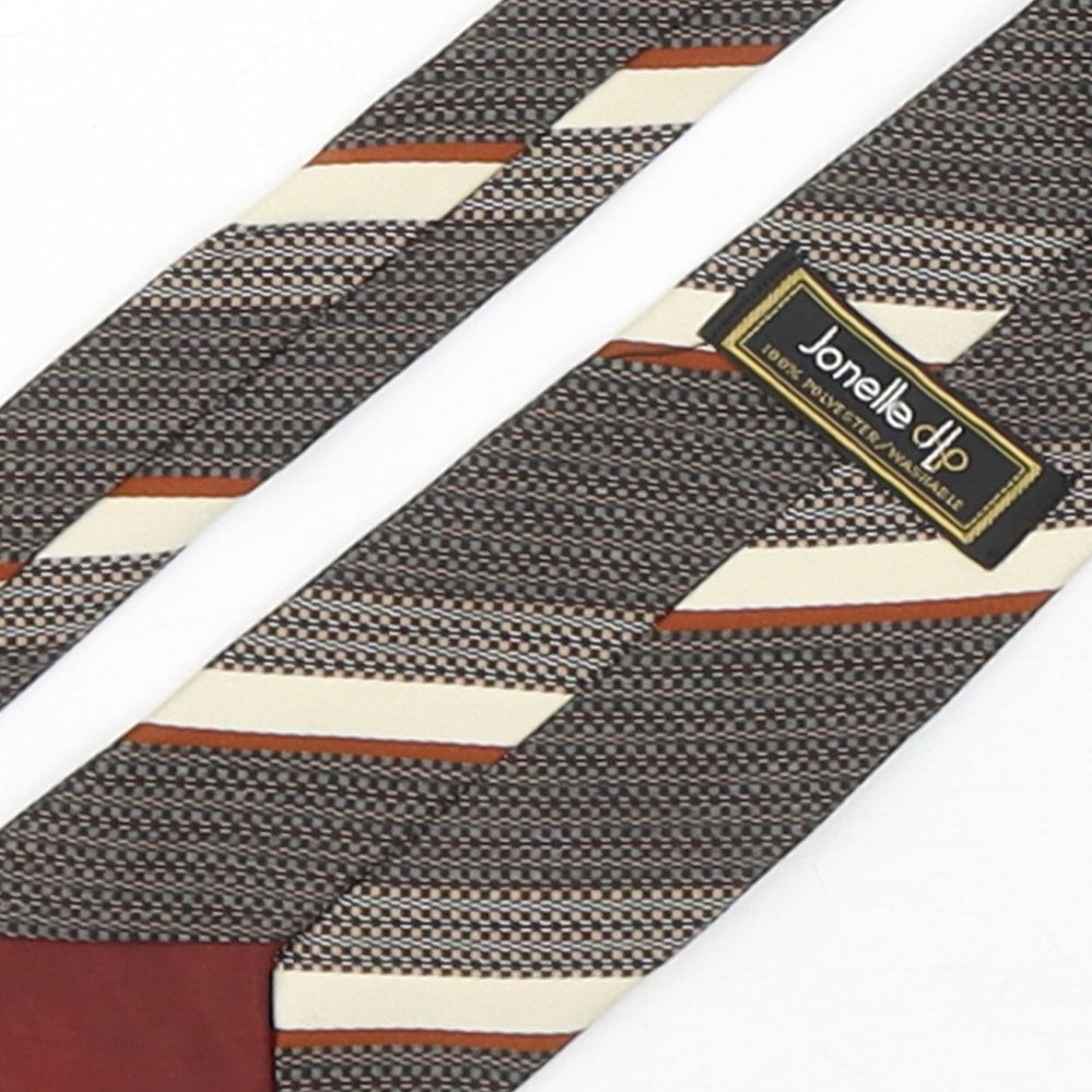 Jonelle Mens Brown Striped Polyester Pointed Tie One Size
