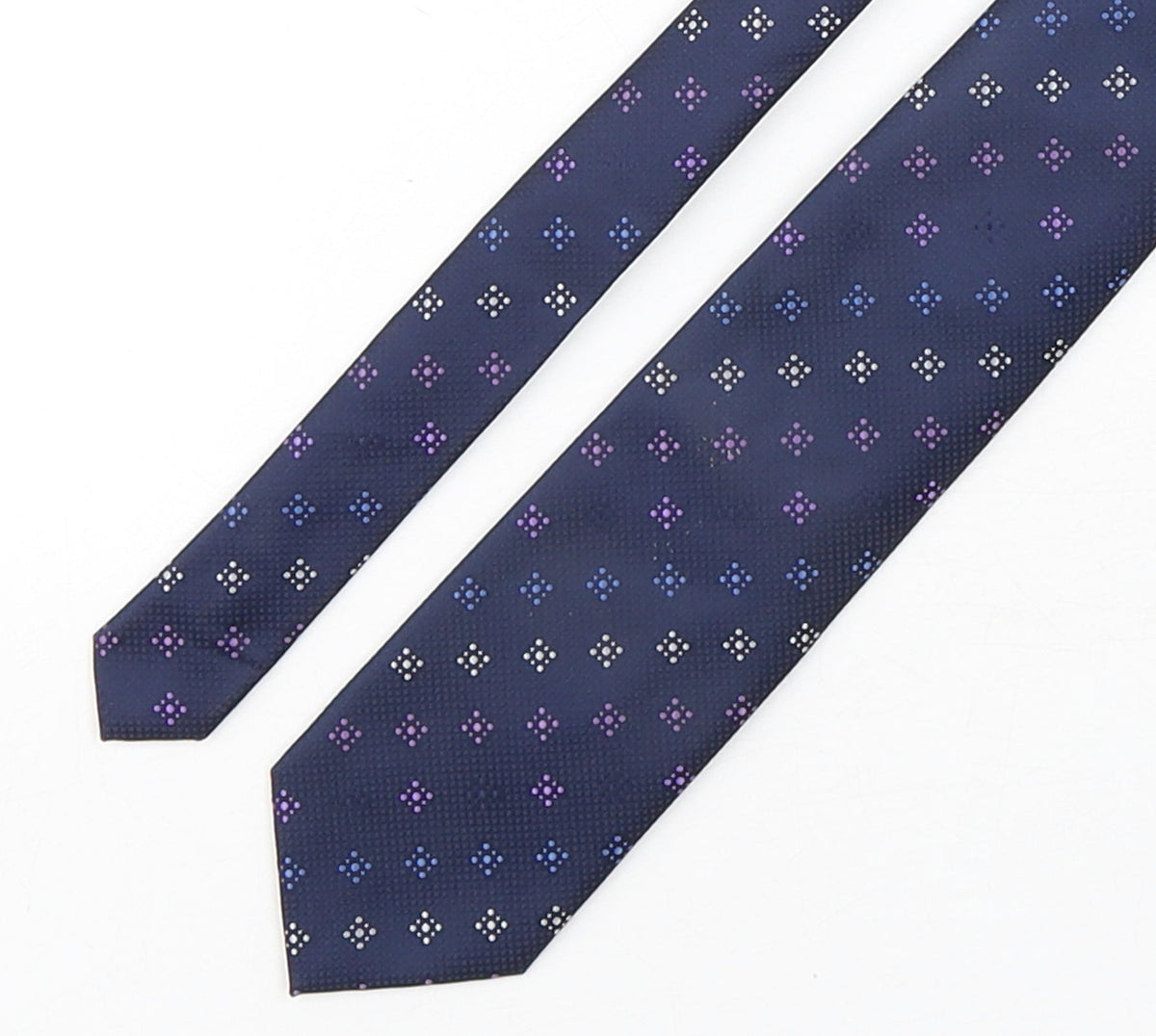 Front view of Smith & Rutherford men’s multicoloured geometric silk pointed tie one size