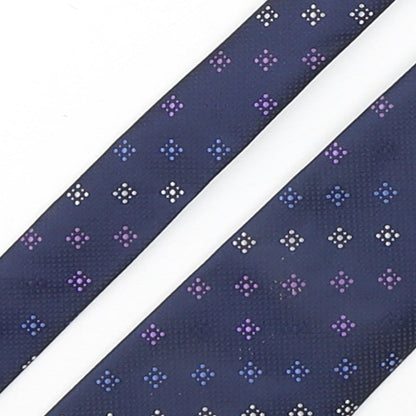 Close-up detail of Smith & Rutherford men’s multicoloured geometric silk pointed tie one size