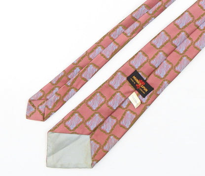 Munrospun Mens Multicoloured Geometric Polyester Pointed Tie One Size