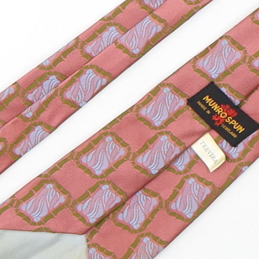 Munrospun Mens Multicoloured Geometric Polyester Pointed Tie One Size