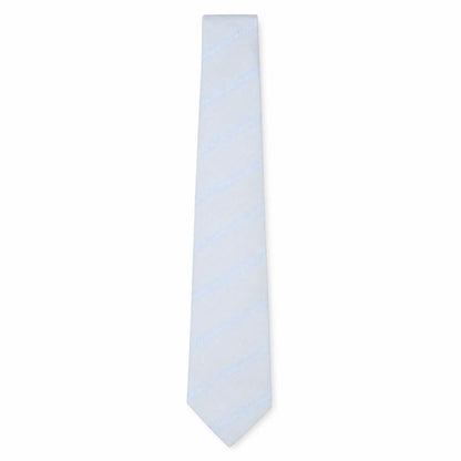 Front view of Florence Style men’s blue striped silk pointed tie one size