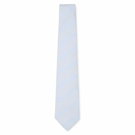 Front view of Florence Style men’s blue striped silk pointed tie one size