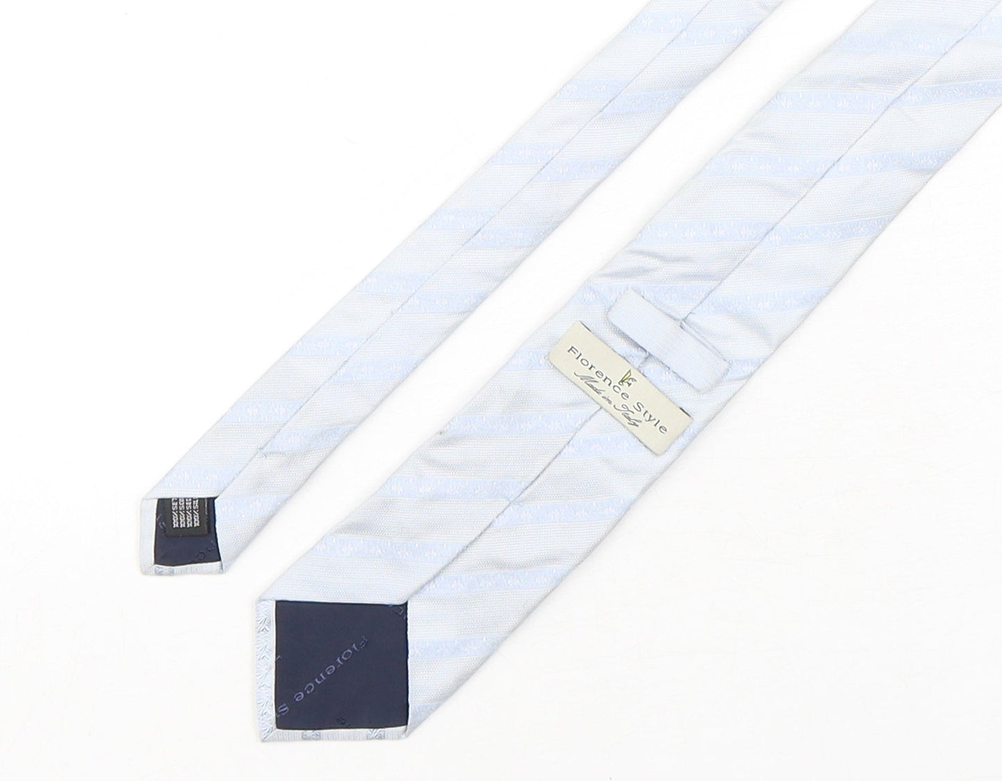 Florence Style  Mens Blue Striped Silk Pointed Tie One Size