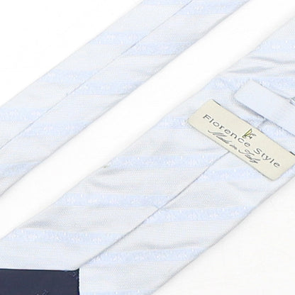 Florence Style  Mens Blue Striped Silk Pointed Tie One Size