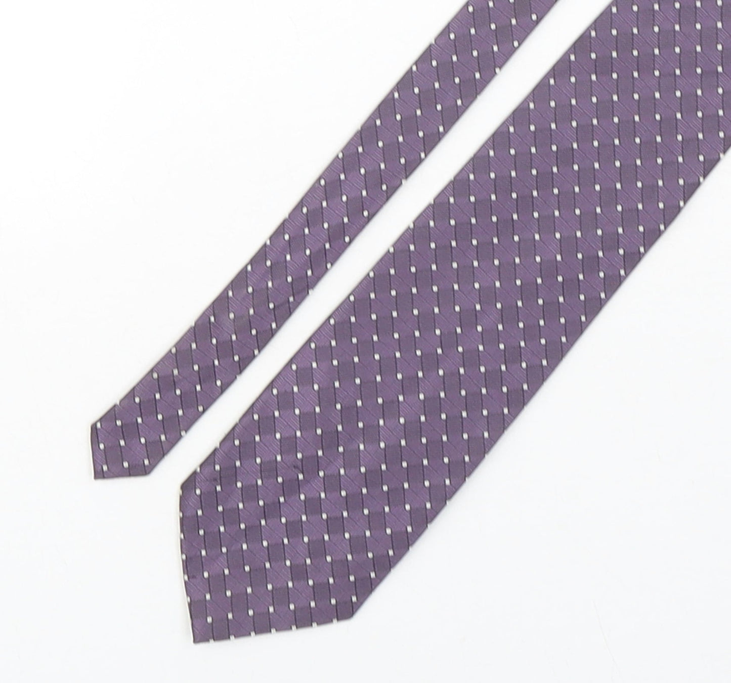 Simon Taylor Mens Purple Geometric Polyester Pointed Tie One Size
