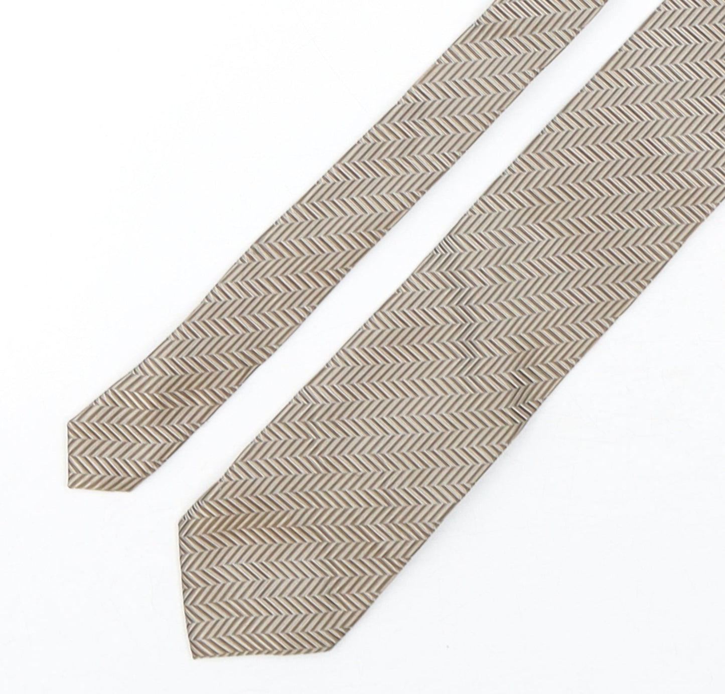 Mens Collezione Brown Geometric  Pointed Tie