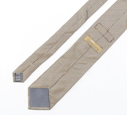 Mens Collezione Brown Geometric  Pointed Tie