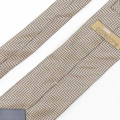 Mens Collezione Brown Geometric  Pointed Tie