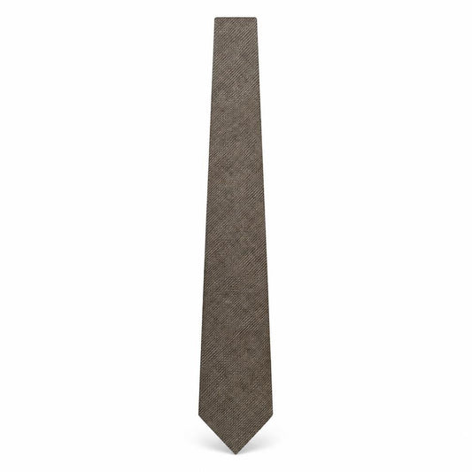 Front view of Collezione men’s brown geometric silk pointed tie one size
