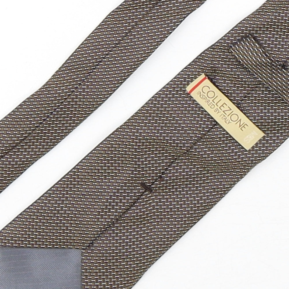 Mens Collezione Brown Geometric  Pointed Tie