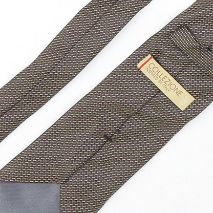 Mens Collezione Brown Geometric  Pointed Tie