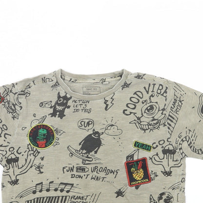 NEXT Boys Green Geometric Cotton Pullover T-Shirt Size 8 Years Crew Neck Pullover