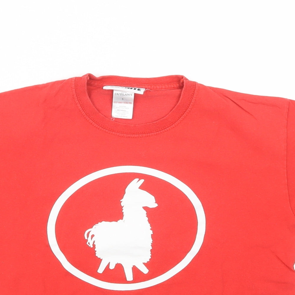Urban Outlaws Womens Red  Cotton Basic T-Shirt Size S Crew Neck - Fortnite