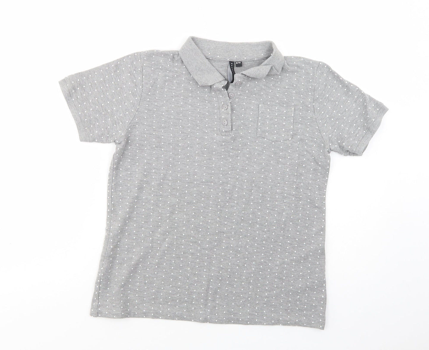 Womens UK Size 8 Essentials Grey Basic Polo