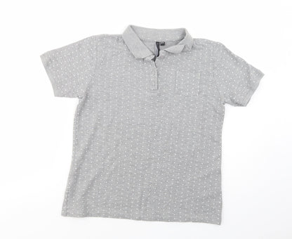Womens UK Size 8 Essentials Grey Basic Polo