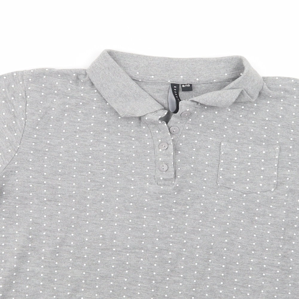 Womens UK Size 8 Essentials Grey Basic Polo