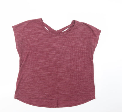 Souluxe Womens Purple  Polyester Pullover T-Shirt Size L Scoop Neck Pullover