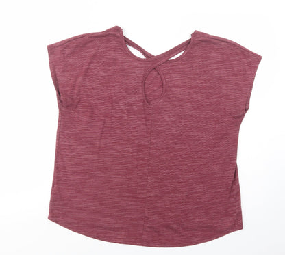 Souluxe Womens Purple  Polyester Pullover T-Shirt Size L Scoop Neck Pullover