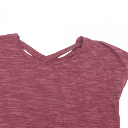 Souluxe Womens Purple  Polyester Pullover T-Shirt Size L Scoop Neck Pullover