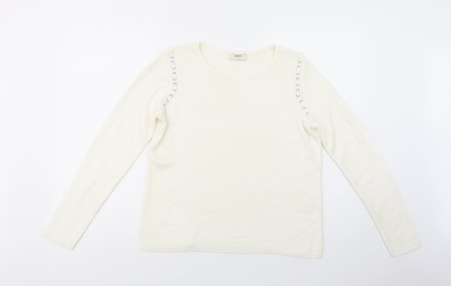Womens UK Size S Papaya Ivory Pullover Jumper