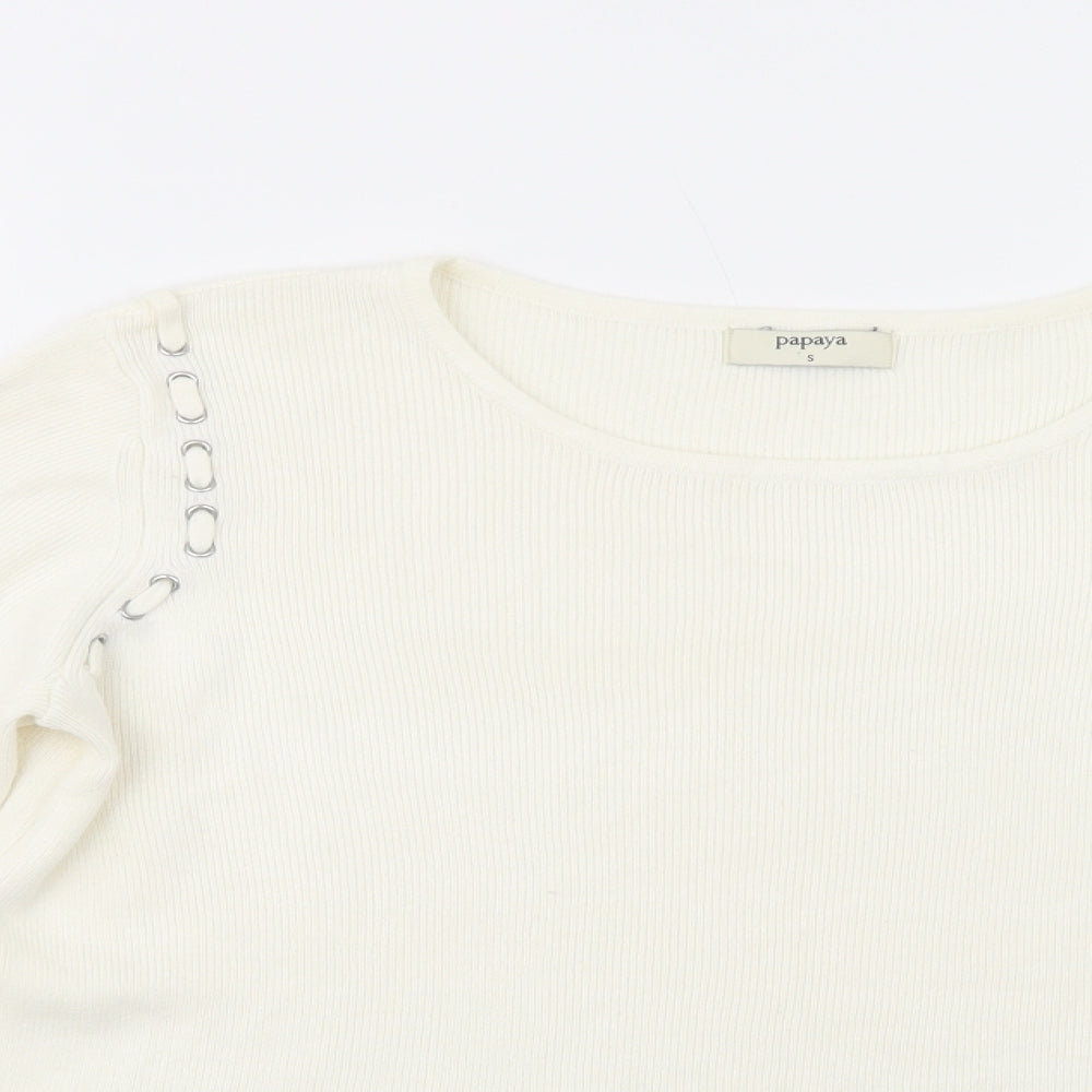 Womens UK Size S Papaya Ivory Pullover Jumper