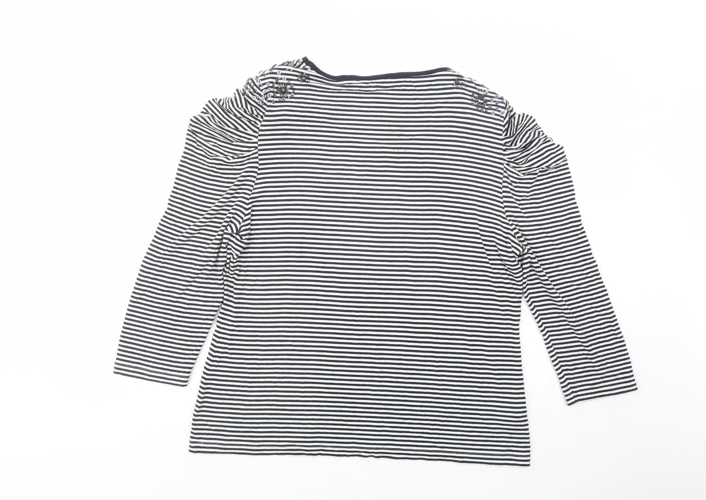 CC Womens White Striped Viscose Basic Blouse Size XL Scoop Neck