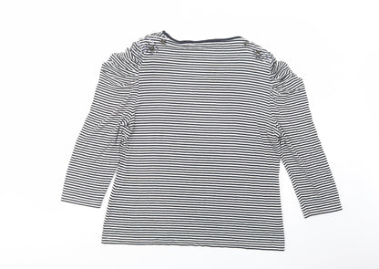 CC Womens White Striped Viscose Basic Blouse Size XL Scoop Neck