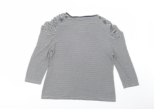 CC Womens White Striped Viscose Basic Blouse Size XL Scoop Neck