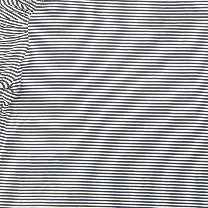 CC Womens White Striped Viscose Basic Blouse Size XL Scoop Neck