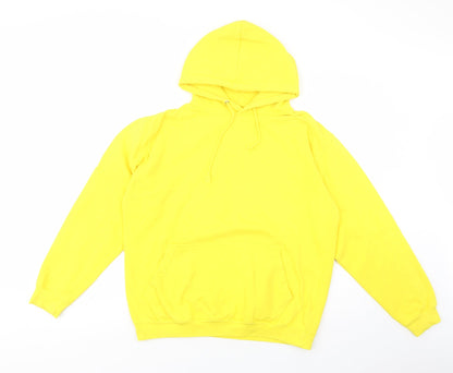 Additional front view of Awdis women’s yellow cotton pullover hoodie, size M, pullover