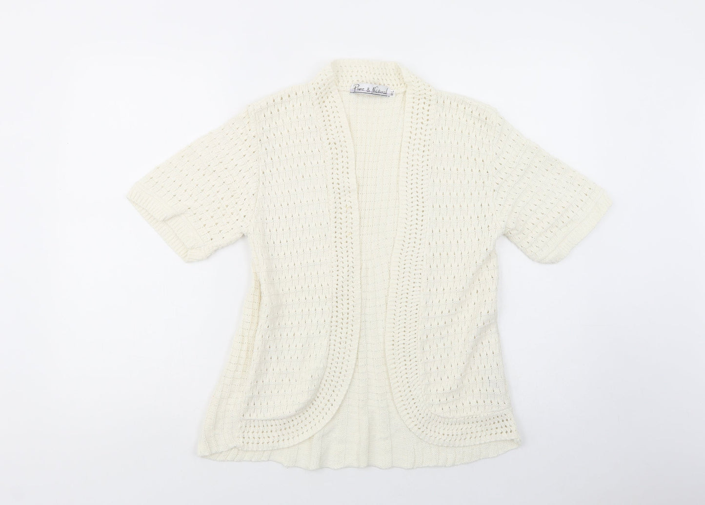 Womens UK Size M Pure & Natural White Cardigan Jumper