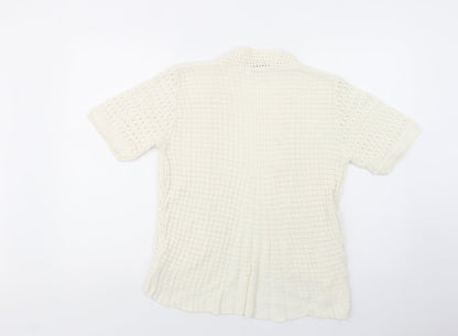 Womens UK Size M Pure & Natural White Cardigan Jumper