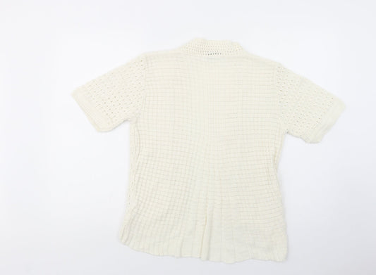 Womens UK Size M Pure & Natural White Cardigan Jumper