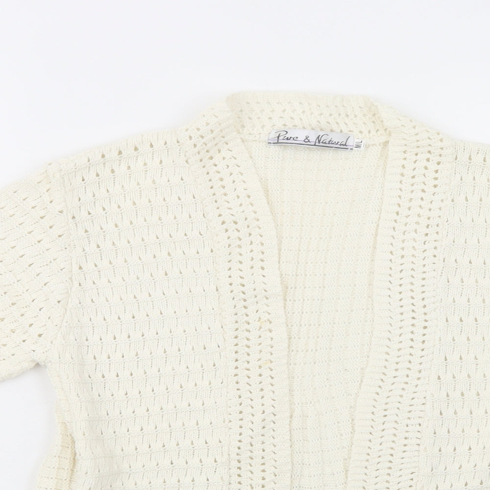 Womens UK Size M Pure & Natural White Cardigan Jumper