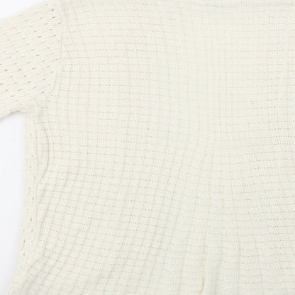 Womens UK Size M Pure & Natural White Cardigan Jumper