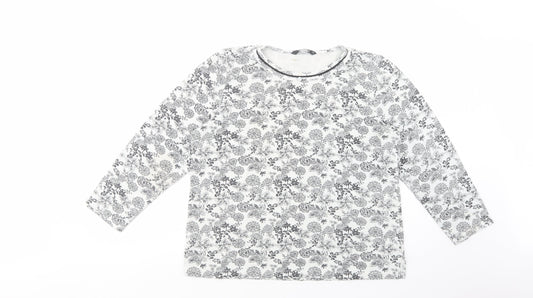 Bonmarché Womens White Floral Polyester Basic Blouse Size M Crew Neck