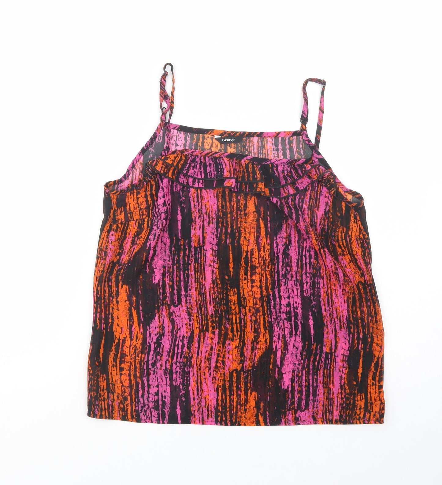 George Womens Purple Geometric Polyester Camisole Blouse Size 8 Square Neck