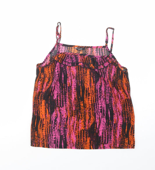 George Womens Purple Geometric Polyester Camisole Blouse Size 8 Square Neck