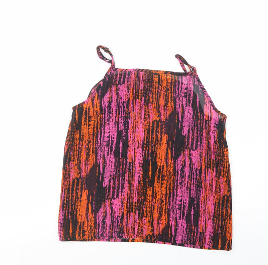 George Womens Purple Geometric Polyester Camisole Blouse Size 8 Square Neck