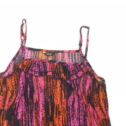 George Womens Purple Geometric Polyester Camisole Blouse Size 8 Square Neck