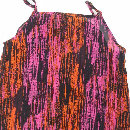 George Womens Purple Geometric Polyester Camisole Blouse Size 8 Square Neck