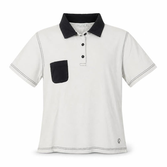 One Up Golf Womens White  Cotton Basic Polo Size L Collared