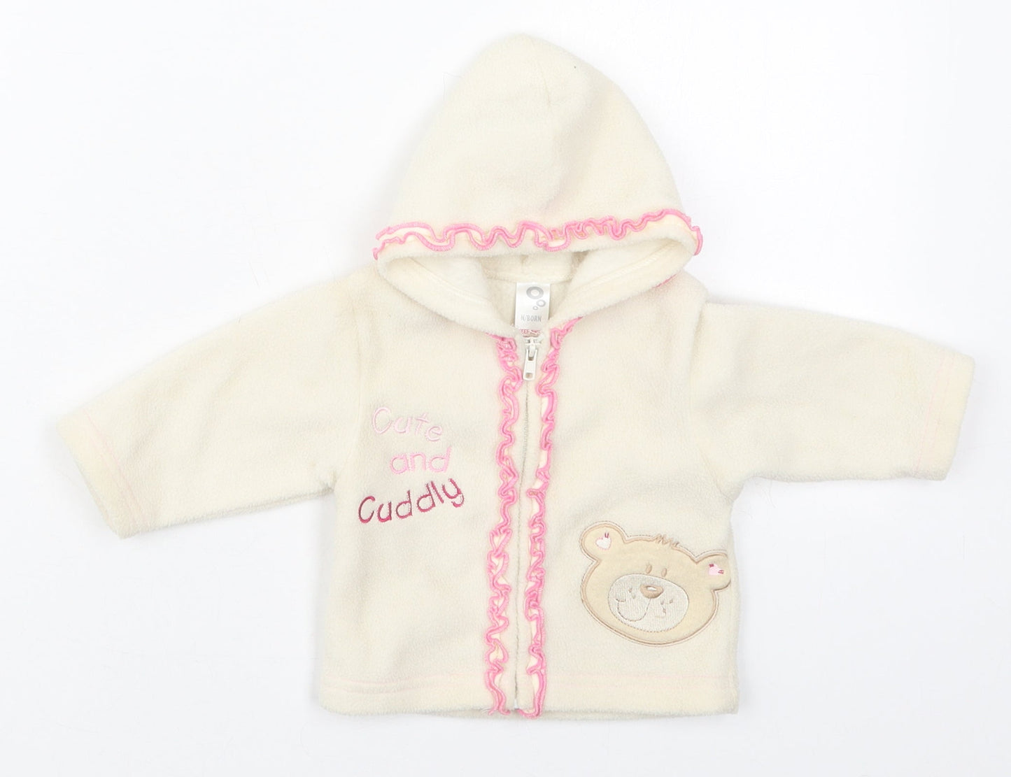 Preworn Girls Beige   Jacket  Size Newborn   Zip - Cute and Cuddly