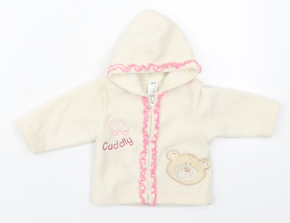 Preworn Girls Beige   Jacket  Size Newborn   Zip - Cute and Cuddly
